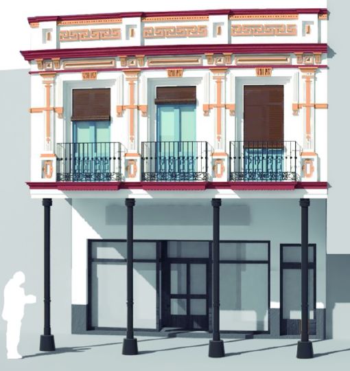 Estudio realizado sobre una de las fachadas históricas de la plaza de España de Herencia
